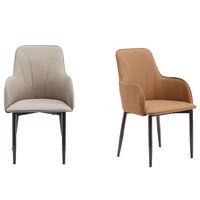 Chaise de salle à manger ergonomique contemporaine en cuir PU rembourrée, structure solide, pieds en fer robustes, mousse haute densité pour la maison et le bureau