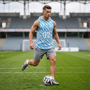 Maglia da Calcio Senza Maniche con Cappuccio per Uomo, Stampa Digitale Personalizzata OEM Fanshi, Antibatterica, Vestibilità Comoda, in Spandex, per Calcio Americano - Product Image 6