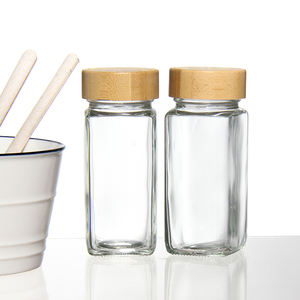 Recipientes para Almacenar Especias, Frascos Cuadrados con Tapas de Bambú - Product Image 4