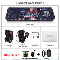 Caméra de tableau de bord avec double objectif, Full HD, 1080P, dashcam, enregistreur vidéo pour voiture, vue arrière, DVR