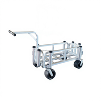 Chariot pliant portable en aluminium avec plateforme en plastique, quatre roues en PVC, pour planches de surf, cannes à pêche, plage, outils personnalisables OEM