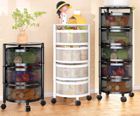 Chariot de rangement rotatif rond pour légumes ou fruits, panier pratique pour la cuisine - Vente chaude