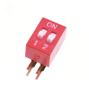 Commutateur DIP à angle droit avec pas de 2,54 mm |   Interrupteur à code rouge 1-12 positions |   Connecteur à broches courbées pour montage sur circuit imprimé |   Type à angle droit traversant - Product Image 3