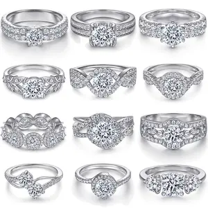 Silver Engagement Rings Jewelry Women Tarnish Free Rhodium Plating 925 Sterling Silver Wedding Rings