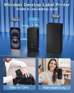 Aimo เครื่องพิมพ์ฉลากแบบพกพาขนาดเล็กลายฟันสีฟ้า2410BT เครื่องพิมพ์ฉลากบาร์โค้ดจัดส่งสินค้ามาใหม่ - Product Image 3