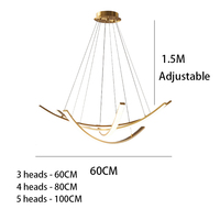 Lampe suspendue LED moderne minimaliste en laiton, longue, à hauteur réglable, blanc chaud, à intensité variable, pour table, salle à manger, cuisine, salon