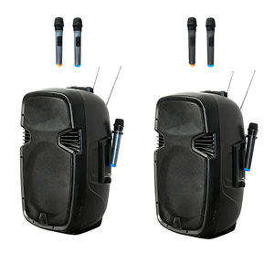 精密プロフェッショナルサウンドシステムアンプDスピーカー15インチアクティブ充電式プラスチックスピーカーワイヤレスマイク付き - Product Image 1