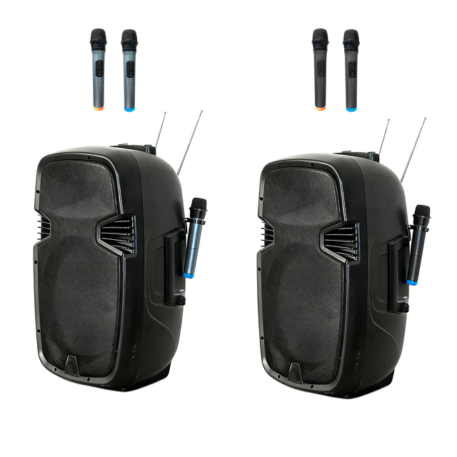 Precision Professional Sound System Amplifier D Speaker 15inch Active Rechargeable Plastic Speaker with Wireless Microphone