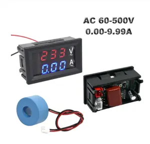 Voltímetro amperímetro digital lcd 0.56 '', voltímetro, amperímetro, ac 60-500v, 10a, 50a, 220v, medidor de tensão atual, detector, transformador atual