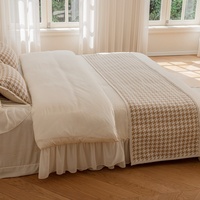 Couvre-lit de luxe personnalisé en gros, motif à carreaux kaki, motif végétal, couverture de haute qualité pour la maison ou l'hôtel