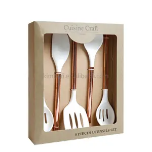 Hot Selling Silicone <strong>Kitchen</strong> <strong>Accessories</strong> 5pcs White Nylon <strong>Kitchen</strong> Cooking Utensils Set with Coating <strong>Copper</strong> Handle - Product Image 1