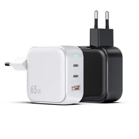 Nouveau chargeur mural pliable double Type-C QC 3.0 65W tendance avec charge rapide pour téléphones portables, tablettes, écouteurs et appareils photo