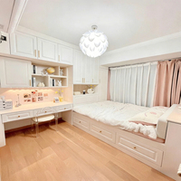 Ensemble de chambre à coucher de luxe en tatami français et système de dressing intégré, panneau écologique vert