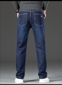 <span class=keywords><strong>Jeans</strong></span> in Denim Autunno Inverno da <span class=keywords><strong>Uomo</strong></span>, Foderati in Pile, Ispessiti, Larghi, Dritti, Lavaggio Medio, Vita Alta, <span class=keywords><strong>Pantaloni</strong></span> Lunghi Caldi in Pile - Product Image 4