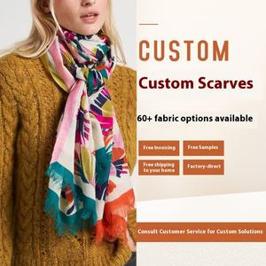 Sciarpa quadrata invernale personalizzata in lana di seta modale Cashmere stampa digitale stile Vintage per feste - Product Image 2