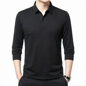 เสื้อโปโลแขนยาวผู้ชายสีพื้น ปกติดกระดุม ลำลอง กันยับ ใส่ได้ทั้งฤดูใบไม้ร่วงและฤดูหนาว - Product Image 2