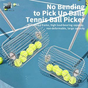 Recogedor de Pelotas de Tenis Jeberly de Fábrica, Acero Inoxidable, Portátil, Ajustable, Capacidad para 50 Pelotas - Product Image 1