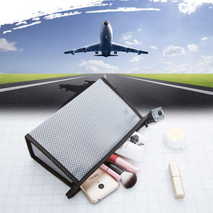 Portable Mesh <b>Toiletry</b> Bag Rectangle Waterproof Transparent Travel Cosmetic <b>Storage</b> Bag Black And White - Product Image 3