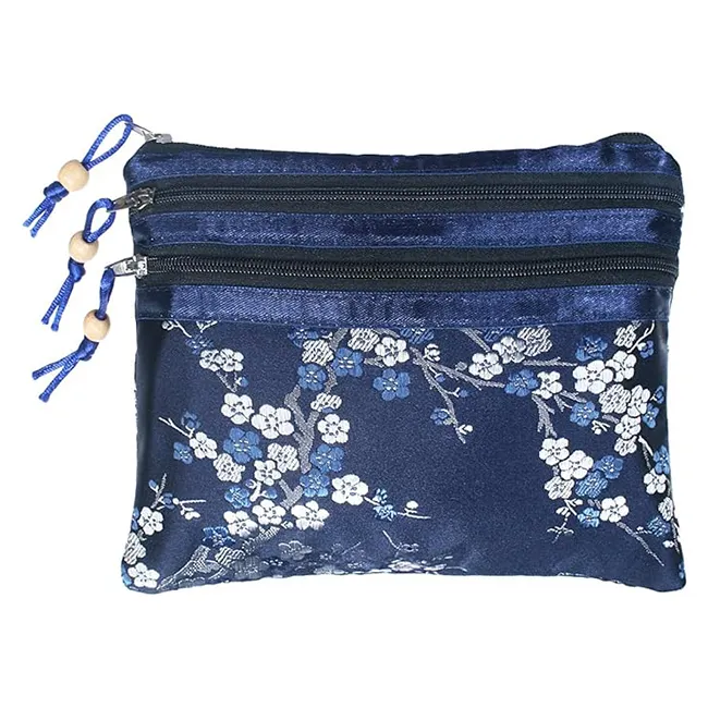 Chinese Silk Brocade Custom Satin Zip Pouch Jewelry Bag Gift Pouch for Wedding Favors for Women Girls