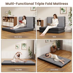 Tapis en mousse à mémoire de forme en Gel de refroidissement à trois volets pliable mobile pique-nique léger mince Double <span class=keywords><strong>matelas</strong></span> 6 pouces reine taille coussin pliable - Product Image 6