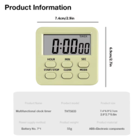 Mini Temporizador Digital Electrónico con Pantalla LCD, Funciona con Pilas AAA, Ecológico, Temporizador Magnético para Cocina, Acabado Perfecto
