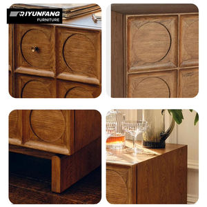 خزانة جانبية من الخشب الصلب الفرنسي الكلاسيكي على الطراز الاسكندنافي خزانة تخزين لغرفة المعيشة مع 4 أدراج صديقة للشقق - Product Image 4