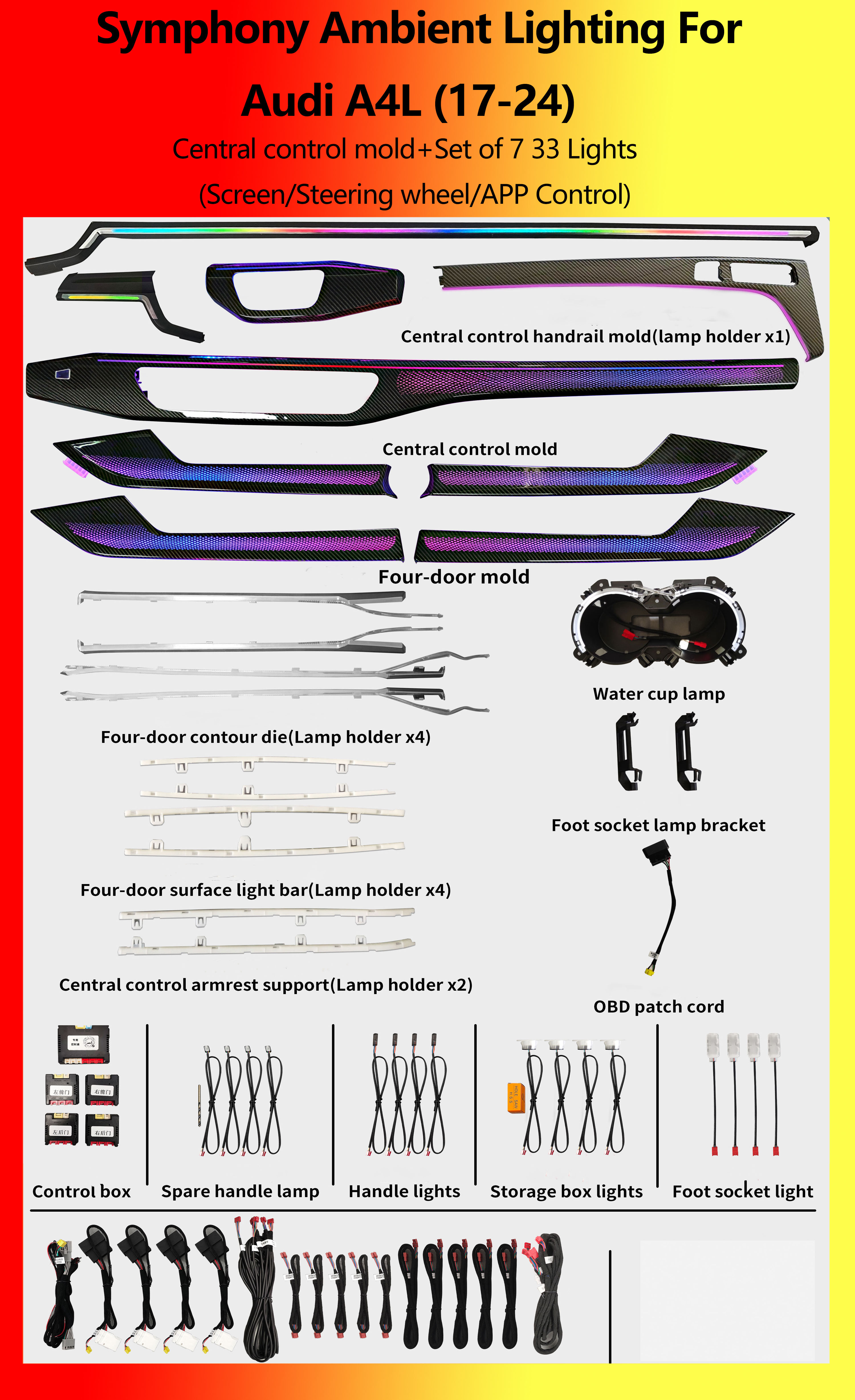 Audi A4L Central control mold+Set of 7 Symphony 33 Lights