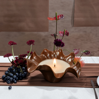 Corbeille à fruits vintage opulente en céramique soufflée à la bouche, bicolore, avec base lourde, centre de table décoratif