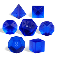 Ensemble de dés DND en cristal K9 personnalisable, 7 pièces, style bleu mat, faits à la main, D6 D20 D12 D00 D10, dés polyédriques DND RPG