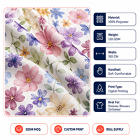 Kain Poplin Polos Bermotif Bunga, 100% Poliester, Tahan Lama, Ramah Lingkungan, Anti-Statik, Cetak Digital, Grosir untuk Gaun dan Setelan Anak Perempuan