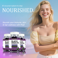 Gummies à l'huile noire 60 Vegan, complément alimentaire pour le soutien immunitaire, la peau et les cheveux, saveur cerise, OEM/ODM, étiquette privée, approvisionnement en vrac