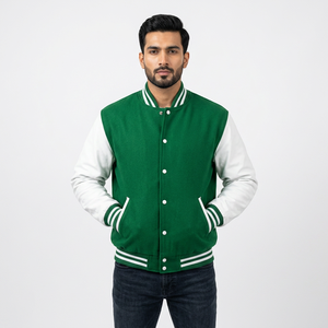 Custom Embroidery Chenille Patches Plus Size <b>Men's</b> College Varsity <b>Baseball</b> Safari Fleece Letterman <b>Jacket</b> Stand 100% Cotton - Product Image 1