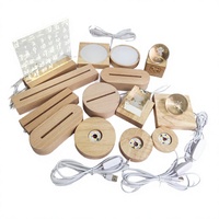 Base en bois moderne pour lampe LED avec câble USB, intensité réglable, pour lampe acrylique et présentoir en cristal – Vente en gros usine