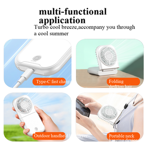 Ventilador de Mano Plegable y Portátil de 2500 mAh, 3 Velocidades, Recargable por USB, Ligero, para Uso Doméstico y al Aire Libre, Manos Libres, para el Verano - Product Image 2