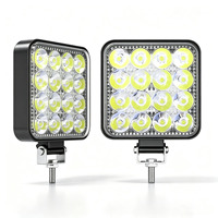 Lumière de travail LED carrée 16 LED 48W, lumière auxiliaire de conduite tout-terrain