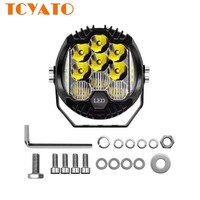 Ampoules LED de modification TCYATO à trois faces jaunes de 7 pouces 90W pour voitures et motos