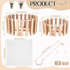 Cross-border wooden hanging flower pots with holes, outdoor <b>gardening</b>, flower pots, solid wood <b>hook</b>-type planting baskets - Product Image 2