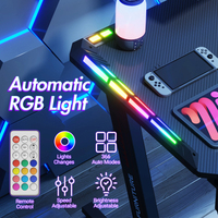 Ensemble de tables et de chaises de jeu avec éclairage LED RVB noir, bureau d'ordinateur de jeu pour la maison et le bureau