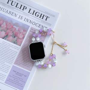 สายนาฬิกาข้อมือแก้วลายดอกลิลลี่สีม่วงสุดหรูแบบปรับได้ สำหรับนาฬิกาซีรีส์ 9/8/7/6/5/4 SE - Product Image 6