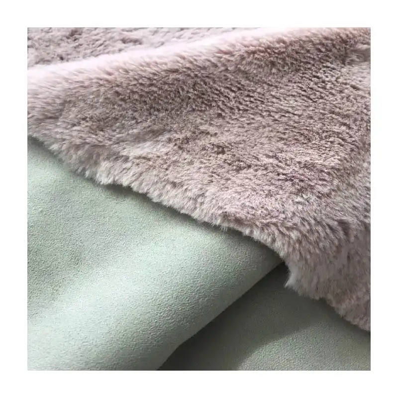 Tessuto falso della pelliccia del coniglio del poliestere 100% legato con il tessuto della pelle scamosciata per i tappeti