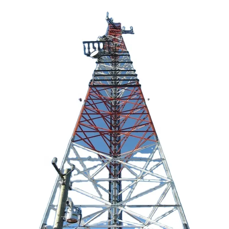 32m 3 पैर मुक्त खड़े जीएसएम एंटीना सेल फोन संचार 5g नेटवर्क गर्म स्नान जस्ती कोणीय स्टील टॉवर