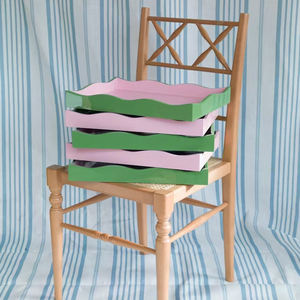 Bandeja de laca de alta calidad, bandeja de madera pintada, bandeja de servicio de laca de estilo ondulado de lujo pintada hecha en Vietnam - Product Image 5