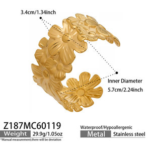 Luxury 316L Stainless Steel 14k 18k Gold Plated Fashion <b>Bracelets</b> & Bangles Flower Butterfly Fashion <b>Cuff</b> <b>Bracelets</b> for Women - Product Image 6