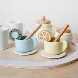 Service à thé en bois de style coréen pour enfants, jeu d'imitation, ensemble de thé et de desserts simulés, jouet de <span class=keywords><strong>cuisine</strong></span> - Product Image 2