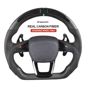 Volante de Cuero y Fibra de Carbono con LED para Modelos SUV y Sedán de <span class=keywords><strong>Audi</strong></span> (Q3 Q5 Q7 Q8 A6 A7) Sin <span class=keywords><strong>Airbag</strong></span> - Product Image 1
