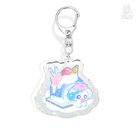 Porte-clés holographique de luxe personnalisé, breloques en époxy anime, porte-clés en acrylique dessin animé pour Labubu