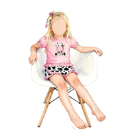 Ensemble de vêtements d'été pour enfants, short à volants, tenue rose avec broderie de vache pour bébé fille