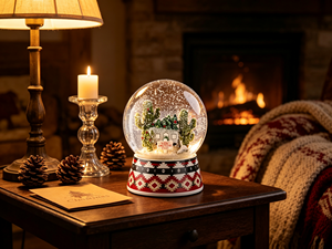 Globo de Nieve Navideño LED Personalizado, Hecho a Mano con Resina, Cactus del Desierto del Suroeste, Vaquero Pintado a Mano, Personalizable, 10 cm, Decoración Navideña - Product Image 4
