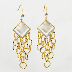 Delicate Statement Earrings Women's Chandelier Drop Earrings Fashion 18k Gold Cutout Tiered Dangle Drop Earrings
