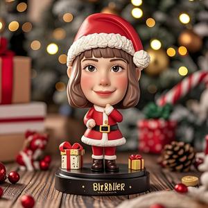Özel noel tema serisi noel baba Bobble kafa bebek reçine el sanatları bir koleksiyoncu öğesi olarak kullanın
